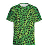 Green And Black Cheetah Print Men's Sports T-Shirt