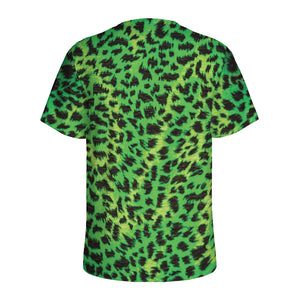 Green And Black Cheetah Print Men's Sports T-Shirt