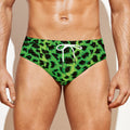 Green And Black Cheetah Print Men's Swim Briefs