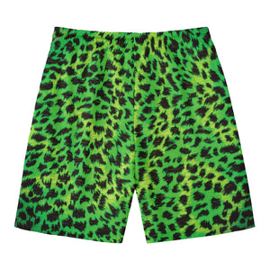 Green And Black Cheetah Print Men's Swim Trunks