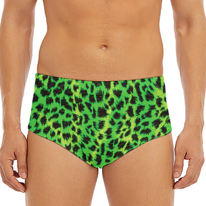 Green And Black Cheetah Print Men's Triangle Swim Briefs