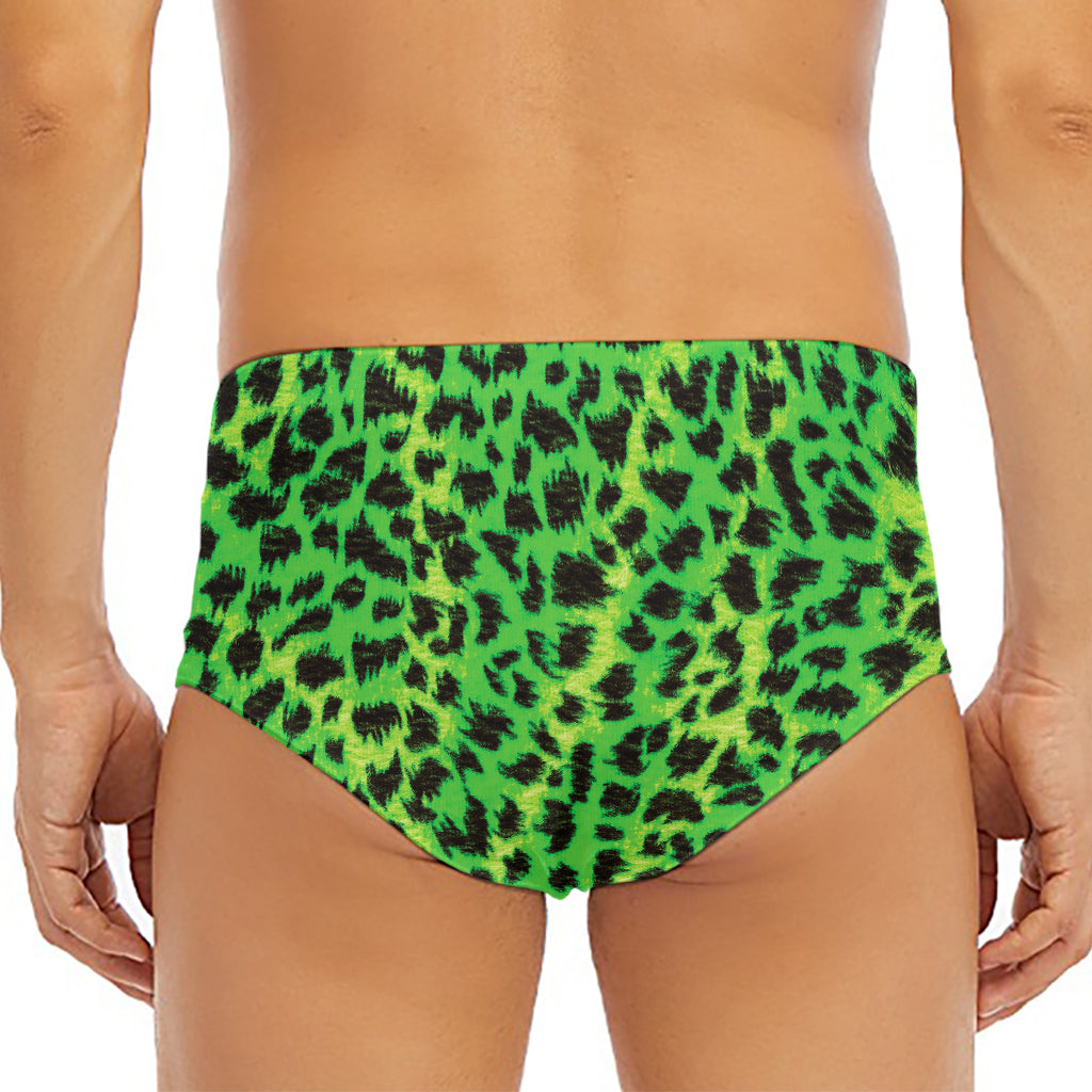 Green And Black Cheetah Print Men's Triangle Swim Briefs