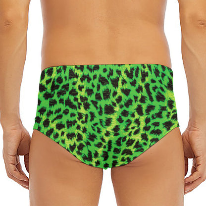 Green And Black Cheetah Print Men's Triangle Swim Briefs