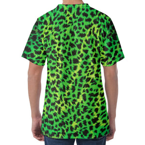 Green And Black Cheetah Print Men's Velvet T-Shirt