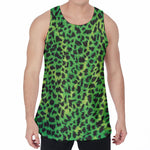 Green And Black Cheetah Print Men's Velvet Tank Top