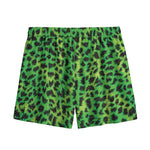 Green And Black Cheetah Print Mesh Shorts