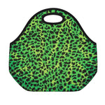 Green And Black Cheetah Print Neoprene Lunch Bag