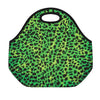 Green And Black Cheetah Print Neoprene Lunch Bag