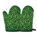 Green And Black Cheetah Print Oven Mitts