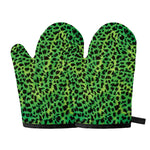 Green And Black Cheetah Print Oven Mitts