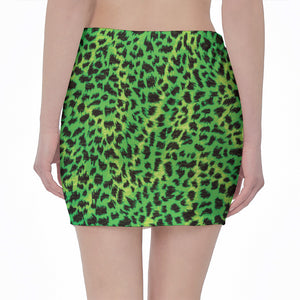 Green And Black Cheetah Print Pencil Mini Skirt