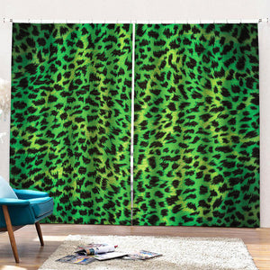 Green And Black Cheetah Print Pencil Pleat Curtains