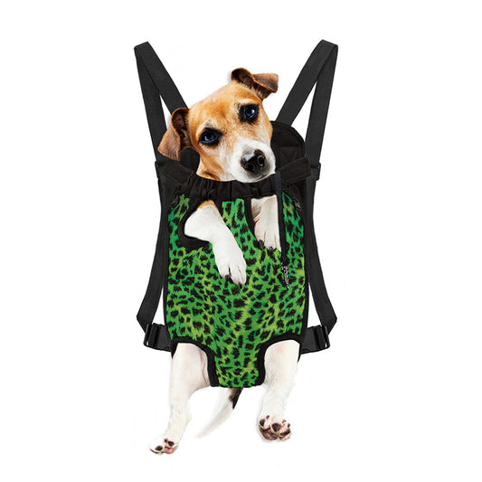 Green And Black Cheetah Print Pet Carrier Backpack
