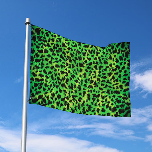 Green And Black Cheetah Print Polyester Flag