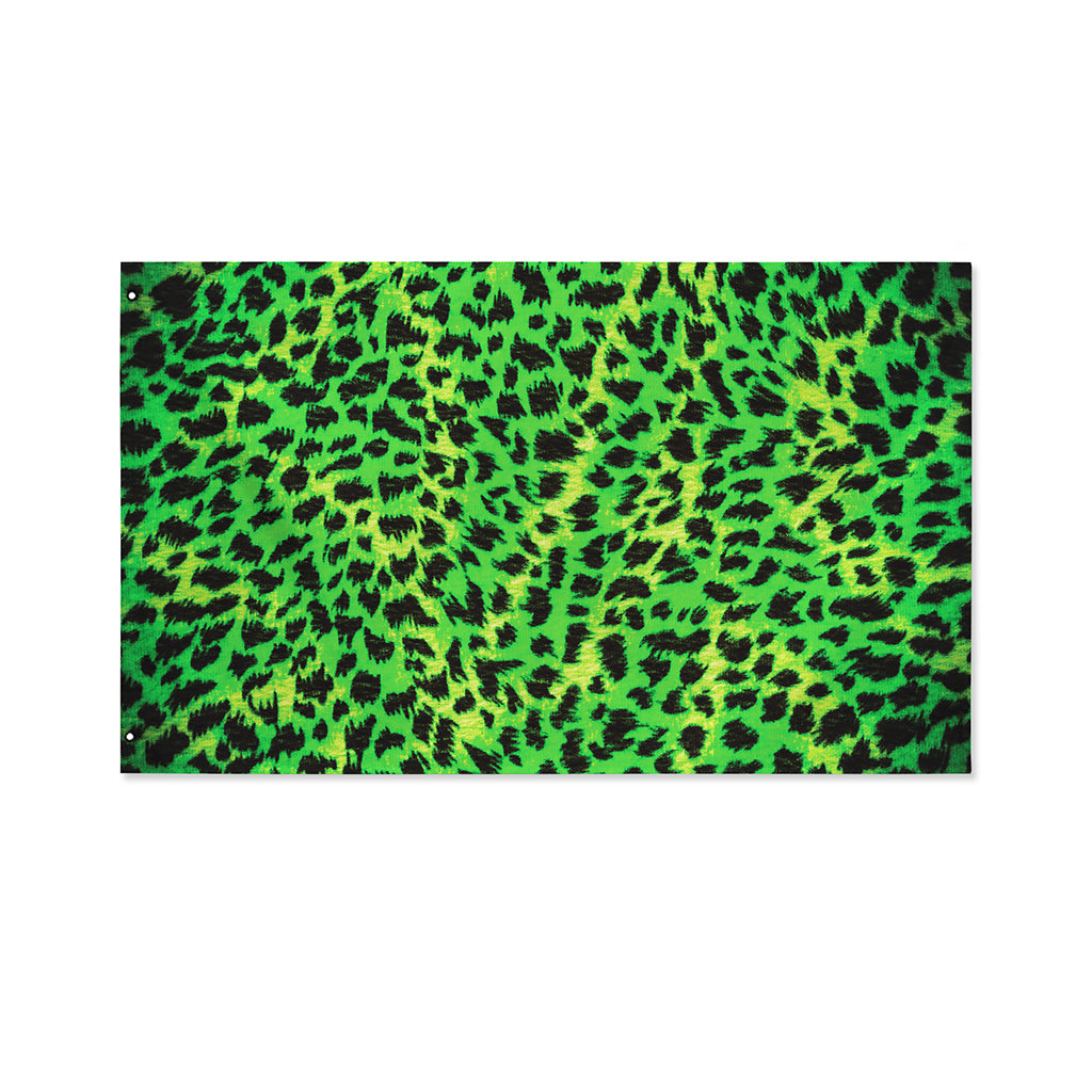 Green And Black Cheetah Print Polyester Flag