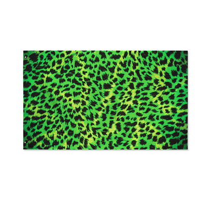 Green And Black Cheetah Print Polyester Flag