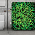 Green And Black Cheetah Print Polyester Shower Curtain