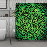 Green And Black Cheetah Print Polyester Shower Curtain
