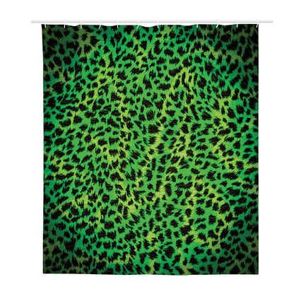 Green And Black Cheetah Print Polyester Shower Curtain