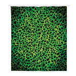 Green And Black Cheetah Print Polyester Shower Curtain