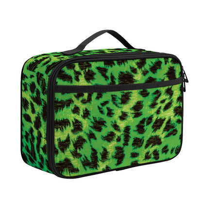 Green And Black Cheetah Print Portable Lunch Bag