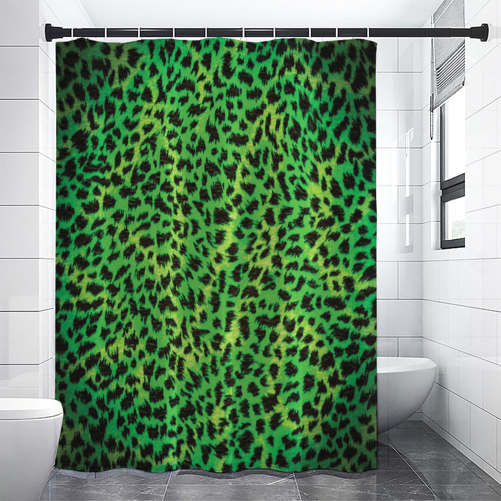 Green And Black Cheetah Print Premium Shower Curtain