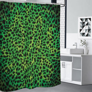 Green And Black Cheetah Print Premium Shower Curtain