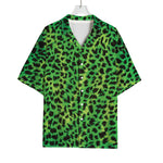 Green And Black Cheetah Print Rayon Hawaiian Shirt