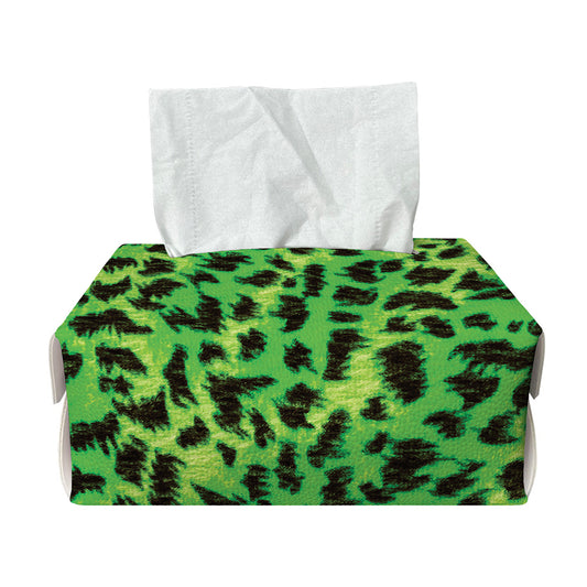 Green And Black Cheetah Print Rectangle Tissue Box Cover