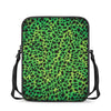 Green And Black Cheetah Print Rectangular Crossbody Bag