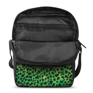 Green And Black Cheetah Print Rectangular Crossbody Bag