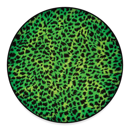 Green And Black Cheetah Print Round Floor Mat
