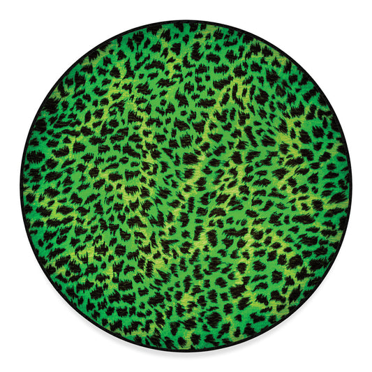 Green And Black Cheetah Print Round Floor Mat