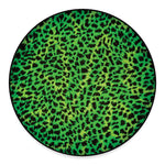 Green And Black Cheetah Print Round Floor Mat