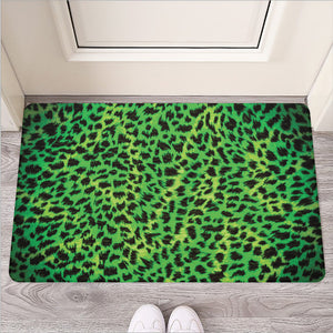 Green And Black Cheetah Print Rubber Doormat