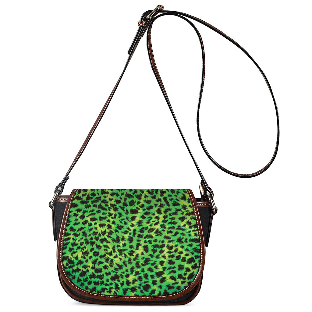 Green And Black Cheetah Print Saddle Bag