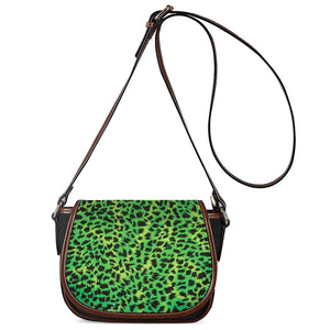 Green And Black Cheetah Print Saddle Bag