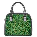 Green And Black Cheetah Print Shoulder Handbag