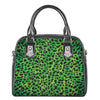 Green And Black Cheetah Print Shoulder Handbag