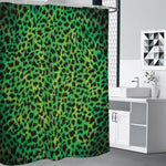 Green And Black Cheetah Print Shower Curtain