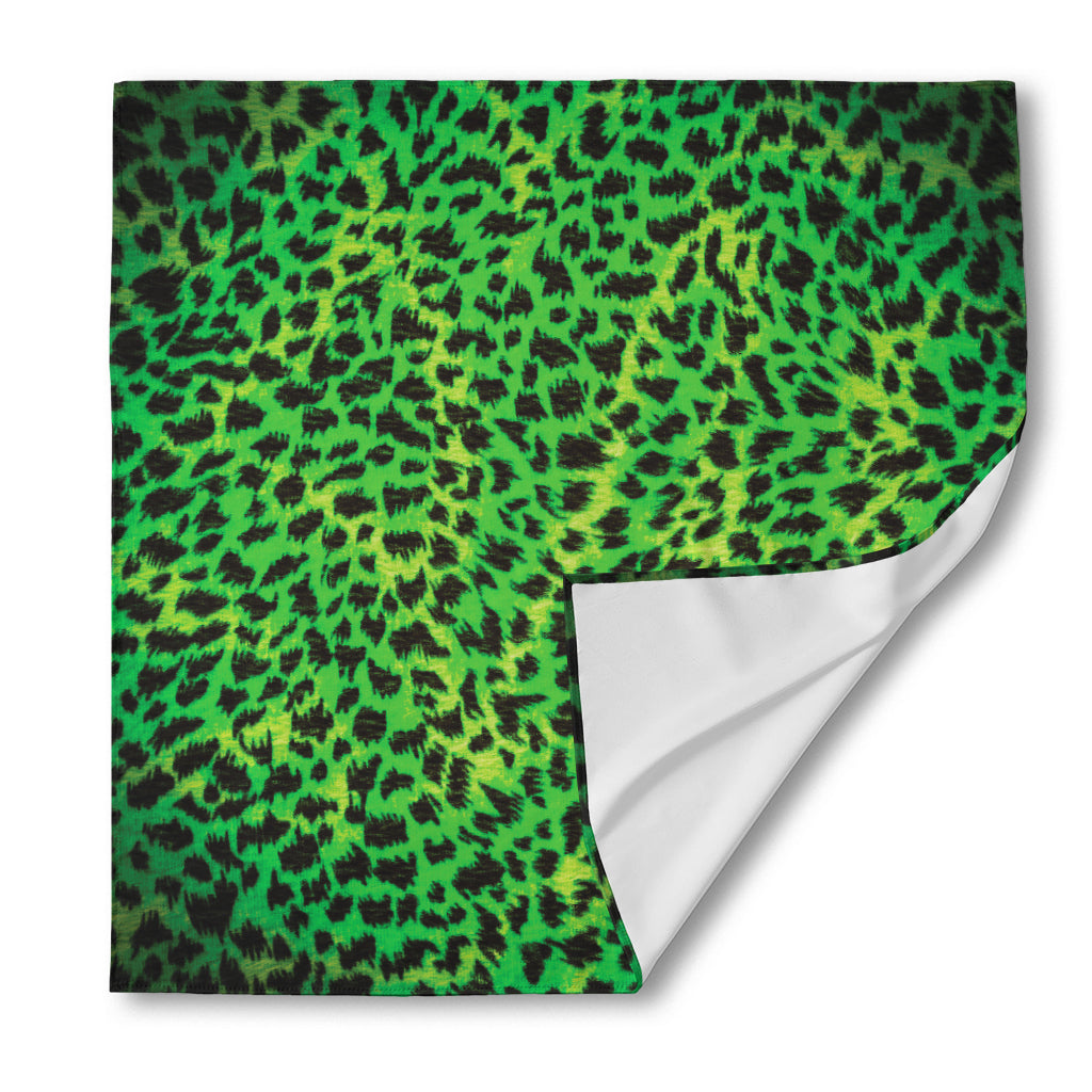 Green And Black Cheetah Print Silk Bandana