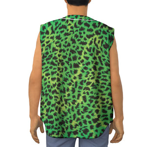 Green And Black Cheetah Print Sleeveless Baseball Jersey