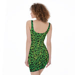 Green And Black Cheetah Print Sleeveless Bodycon Dress