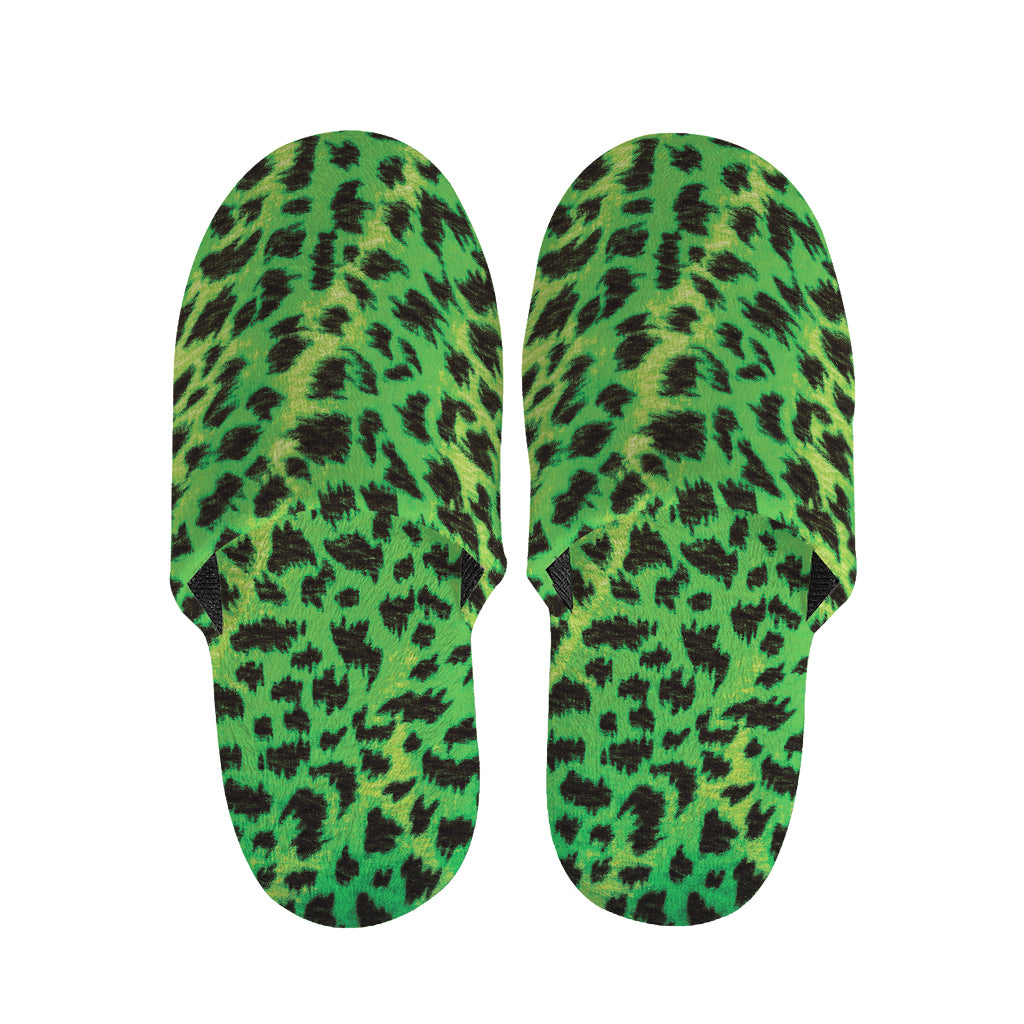 Green And Black Cheetah Print Slippers