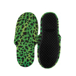 Green And Black Cheetah Print Slippers