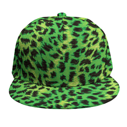 Green And Black Cheetah Print Snapback Cap