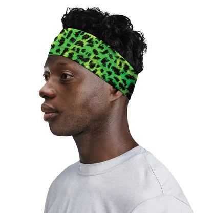 Green And Black Cheetah Print Sports Headband