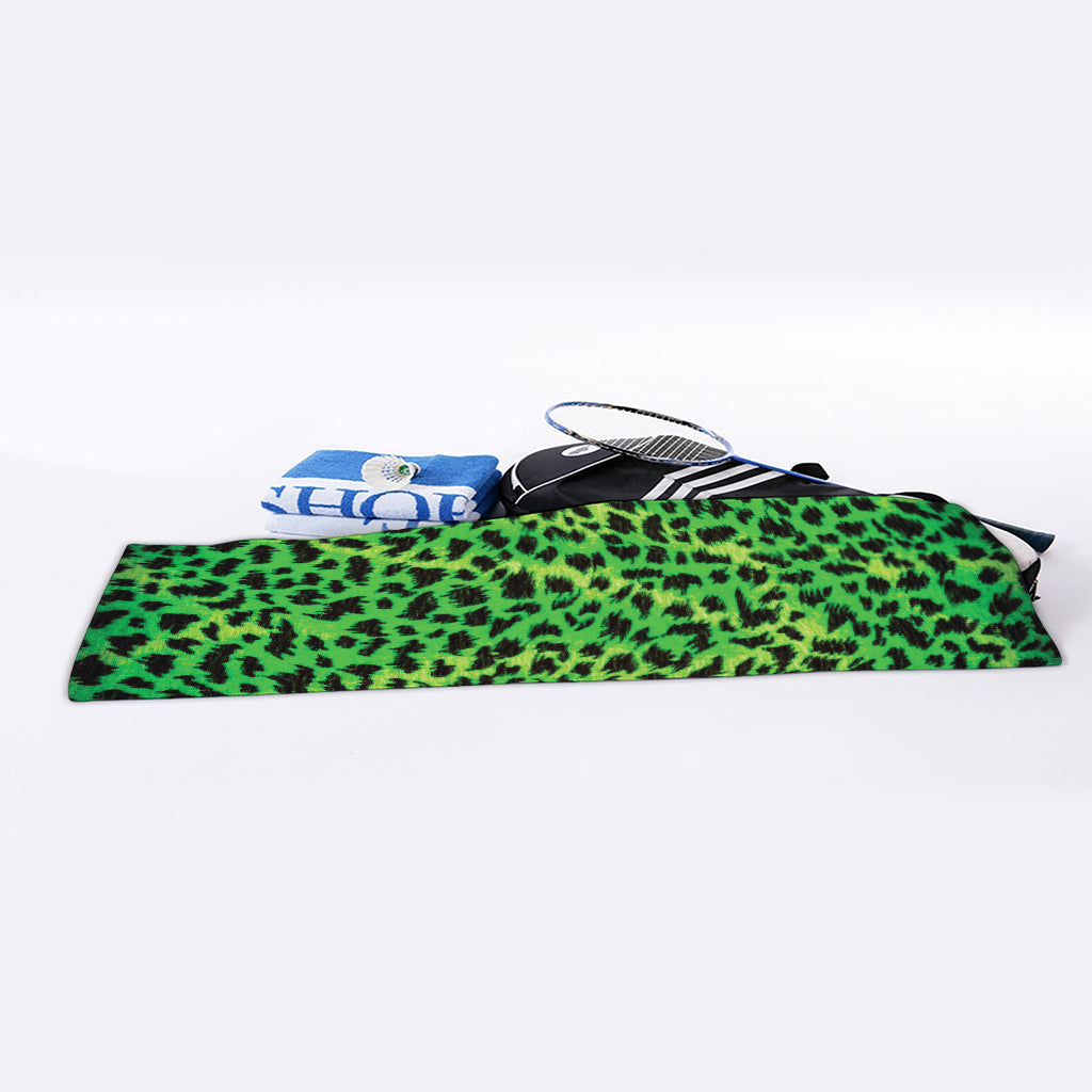 Green And Black Cheetah Print Sports Towel