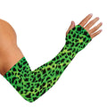 Green And Black Cheetah Print Sun Protection Arm Sleeves