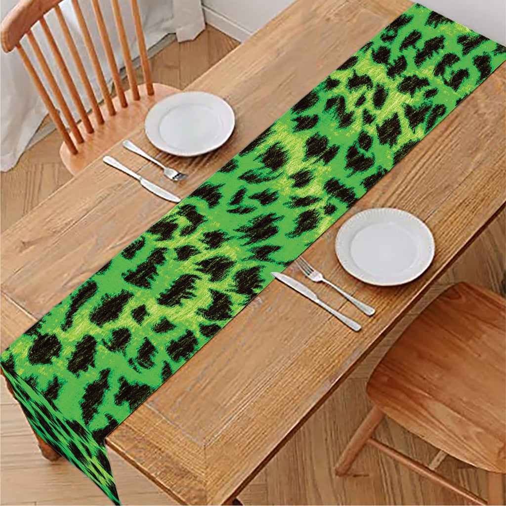 Green And Black Cheetah Print Table Runner